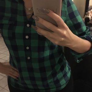 Navy and green plaid